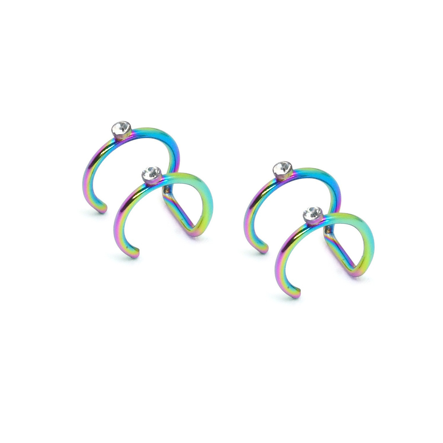 Wholesale stainless steel perforated ear clips without ear piercings, personalized C-shaped ear bone clips, earrings, piercing accessories, cross-border supply Specification image