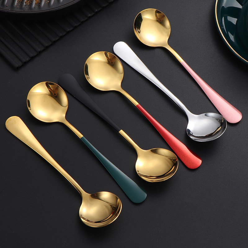 Korean Stainless Steel Net Red Round Spoon No. 3 Round Spoon Bird's Nest Spoon Gift Box Spoon Gift Spoon Household Spoon Watermelon Spoon Soup Spoon Specification drawing