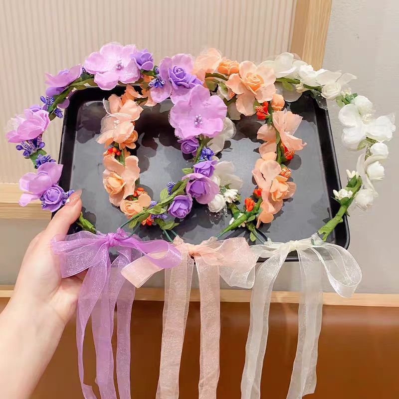 Headband Super Fairy Princess Flower Yarn Braided Headband Korean Hair Clip Headband Hair Accessory details Picture