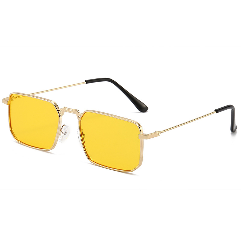 New square-framed men's sunglasses from Europe and America, hip-hop ins Hong Kong-style sunglasses, fashionable and trendy metal sunglasses for women Item Picture