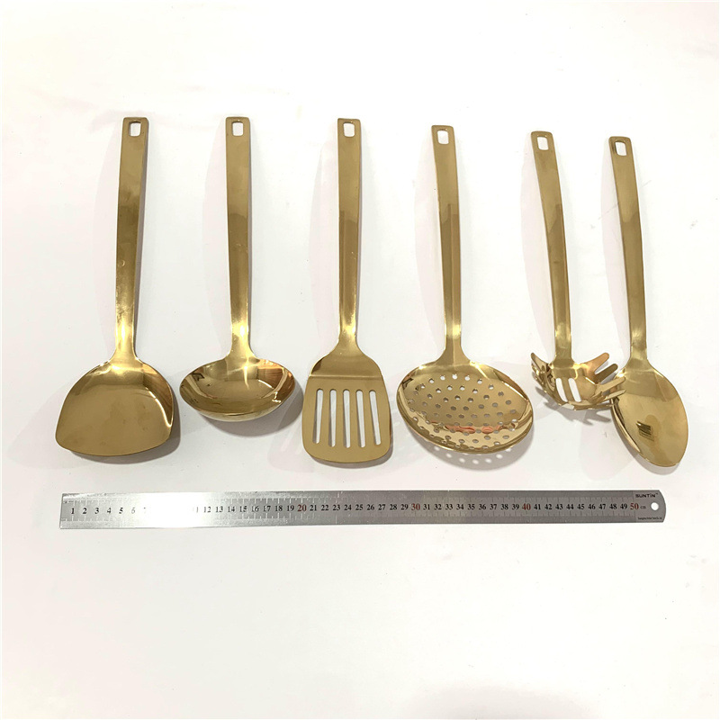 New Gold Pendable Stainless Steel Spatula Cross Border Home Cooking Spoon Spatula Kit Heat Resistant Kitchen Items Specification drawing