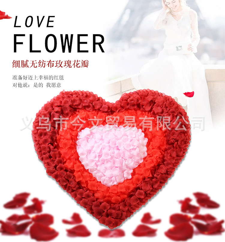 100片浪漫创意手撒假花无纺布仿真玫瑰花瓣场地布置装饰用品批发详情2