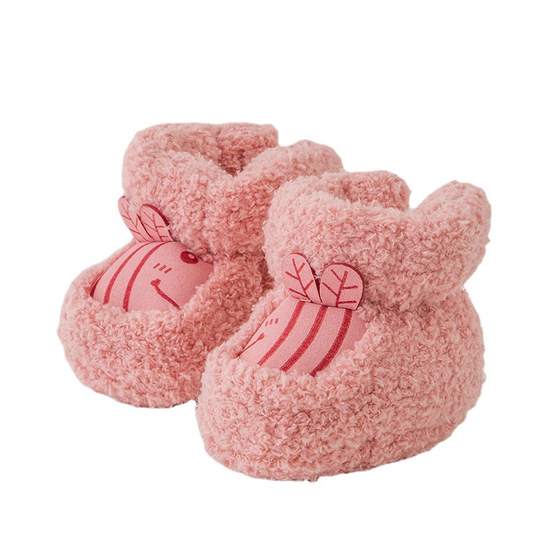 Newborn cotton shoes for 0-6-12 months, winter fleece and thickened walking shoes for boys and girls, soft-soled anti-drop shoes and boots Item Picture