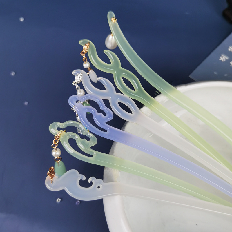 Best-selling ancient-style hair pin, acetate bamboo joint, step shake, modern daily Hanfu, cheongsam, hair accessory, bun hairstyle accessory Specification image