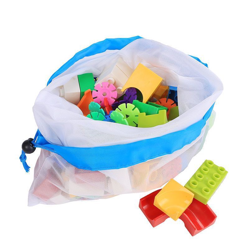 Baby toy storage bag with transparent drawstring closure, a children's building block storage magic tool, quick classification and organization net bag pocket Item Picture