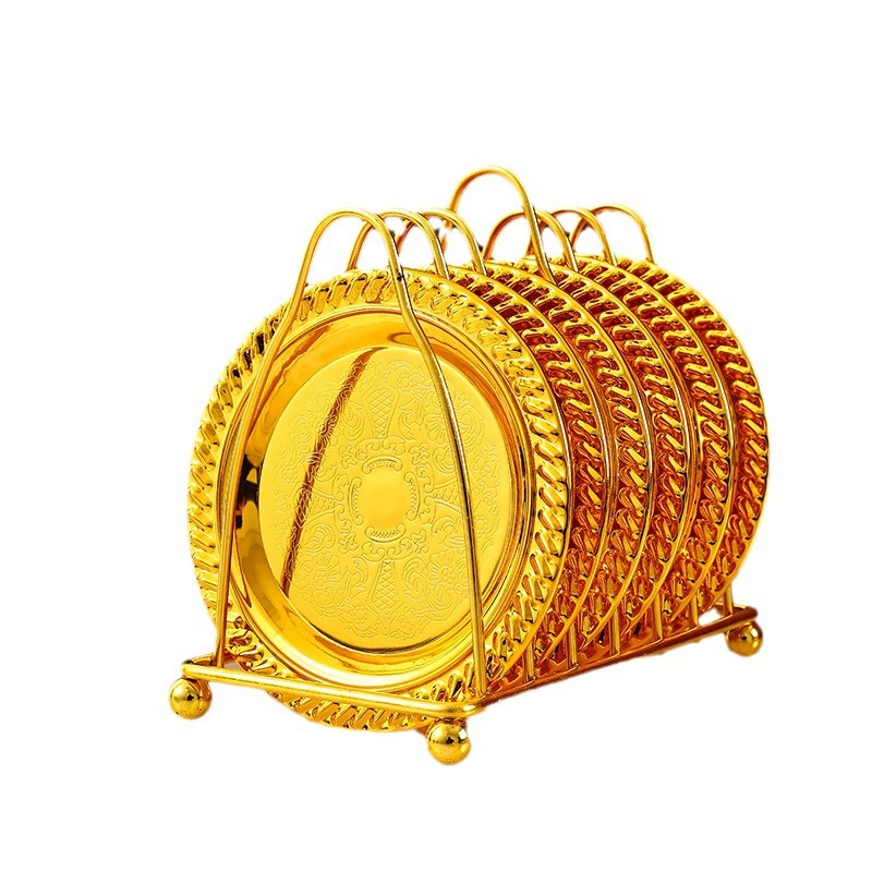 Iron Gold Cup Holder 6-Piece Home Kitchen Dish Holder Set Fruit Snack Snack Dish Candy Fruit Plate Item Picture