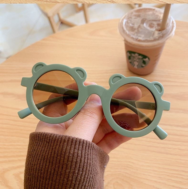 Summer new children's sunglasses: Cute baby retro round-framed bear sunglasses, fashionable cartoon glasses for babies details Picture