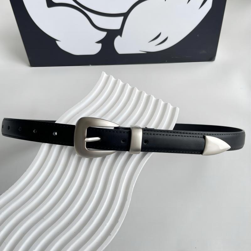 Simple design, retro punk, men's and women's belts, metal fishtail cowhide belts, trendy jeans, black belts details Picture