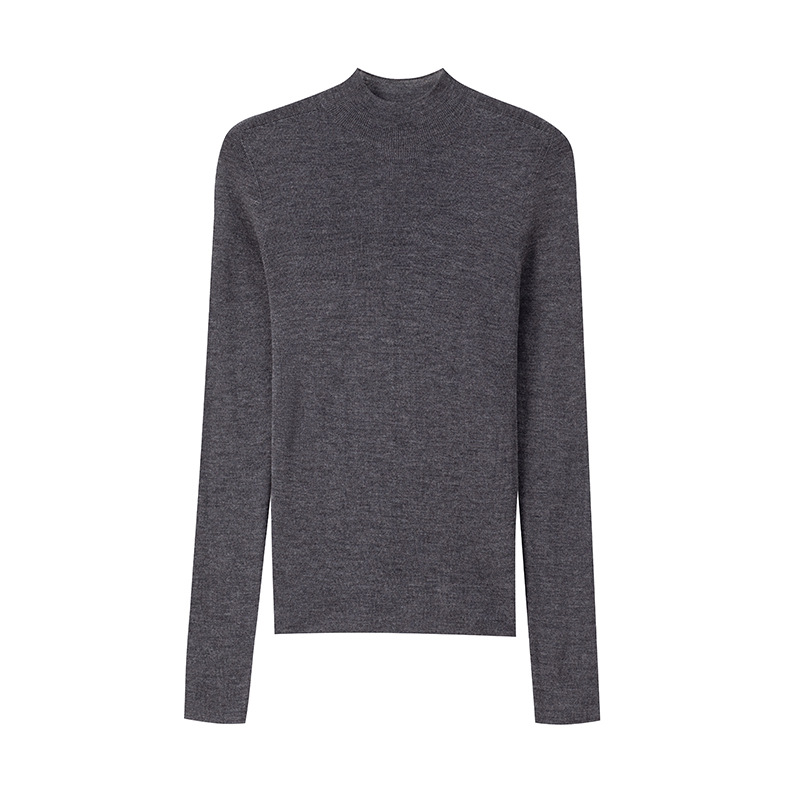 Word-of-mouth style! 18-needle seamless BIELLA yangzi yarn long-sleeved fine-spun wool base layer, women's semi-high-neck knitted sweater Specification image