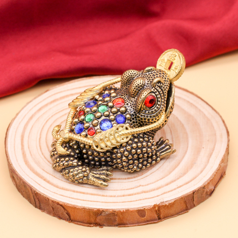 三足金蟾彩钻镂空沙金金蟾摆件客厅茶宠开业礼品家居创意小摆国潮详情图4