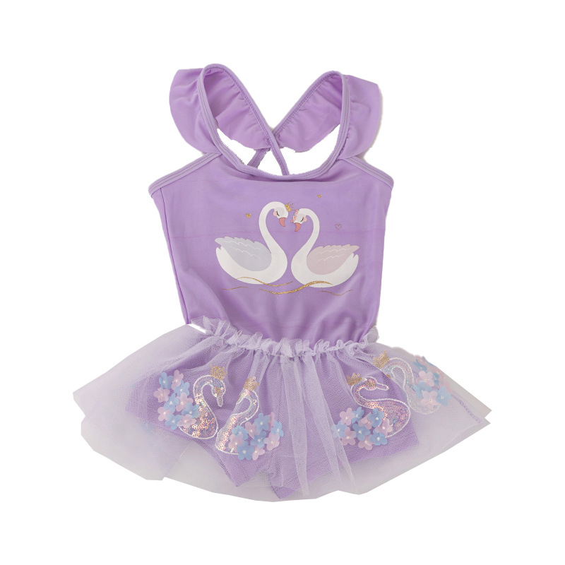 儿童泳衣女童短袖款连体套装中小童防晒沙滩可爱速干泳装女童泳衣详情图5