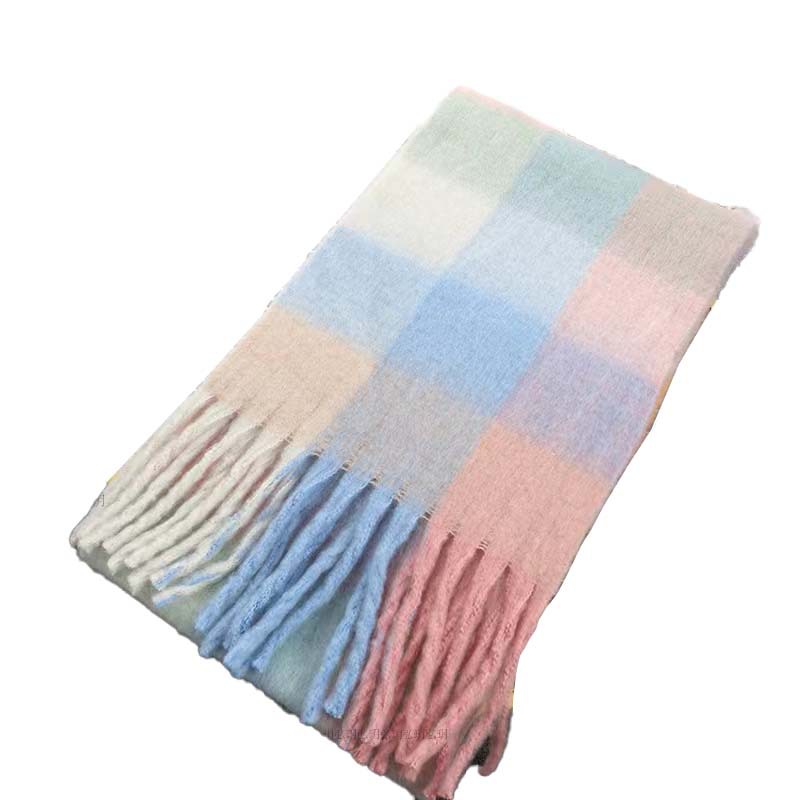 Autumn And Winter New Network Red Korean Version Warm A Thick Color Plaid Hair C Scarf Elegant Fashion Item Picture