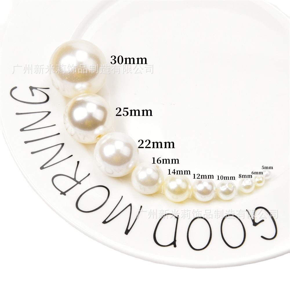 A Large Number Of Wholesale 4-30Mm Perforated Pearl Highlighter Abs Imitation Pearl Diy Clothing Beaded Shoes Bag Accessories details Picture