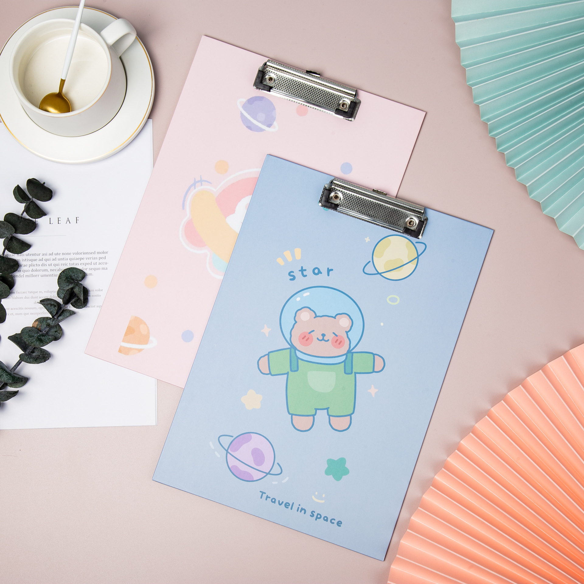 Cartoon bear A4 board folder, student ins style, high appearance level, stationery, double-sided paper test pad, materials Item Picture