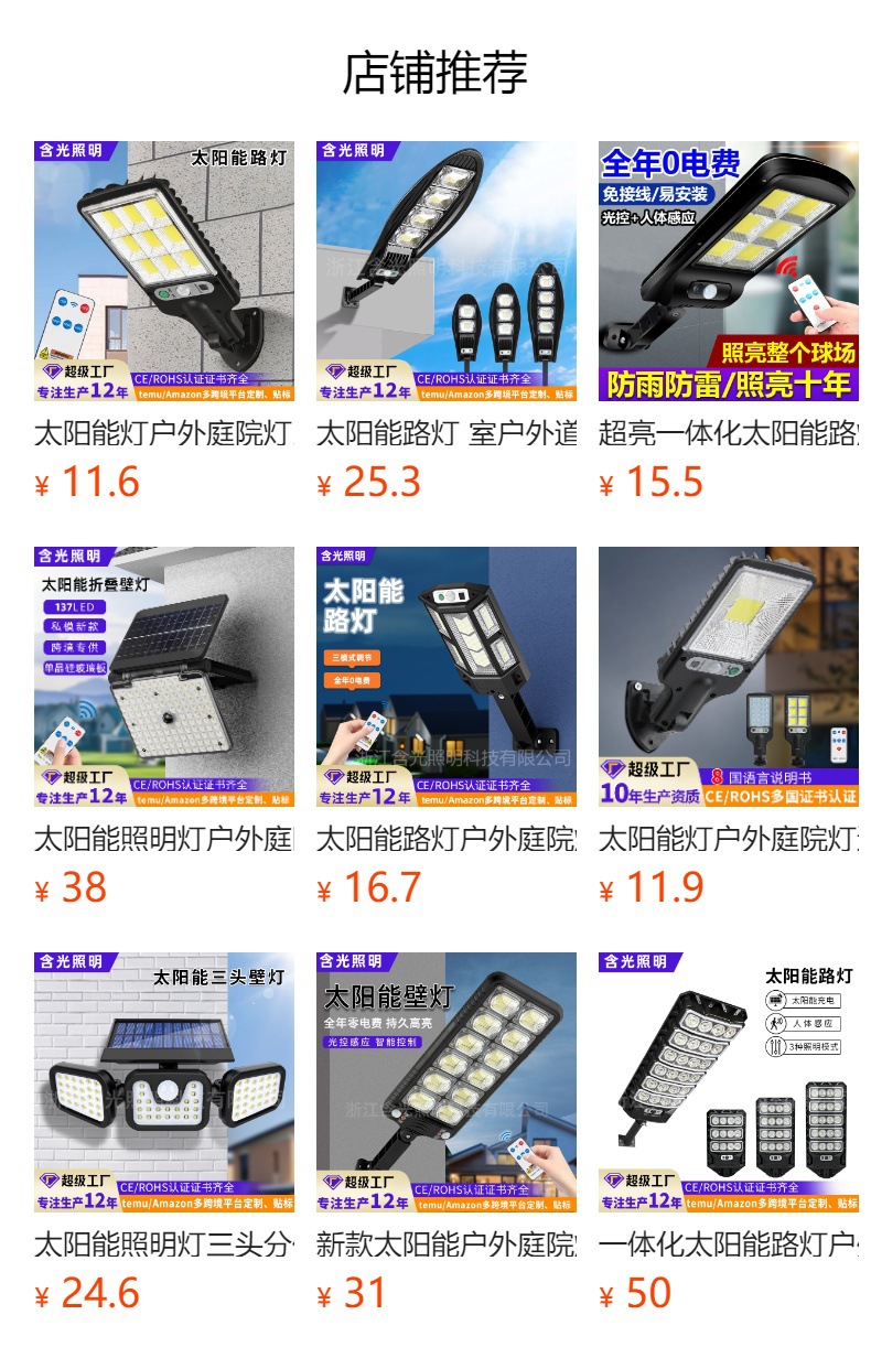 太阳能一体化路灯户外家用庭院灯超亮农村防水照明灯人体感应壁灯详情1