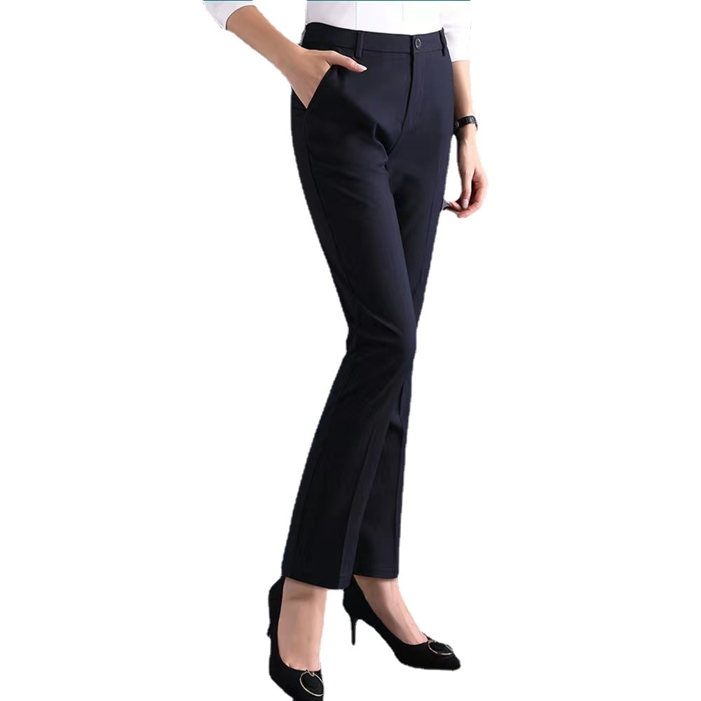 Business trousers for women spring and autumn thick professional high-waisted straight pants autumn and winter fleece long pants stretch and drape suit trousers for women Item Picture