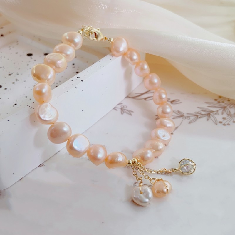 Sl086015 Simple Pearl Bracelet Women's Fresh Water Bracelet Simple Wind String Round Beads Specification drawing
