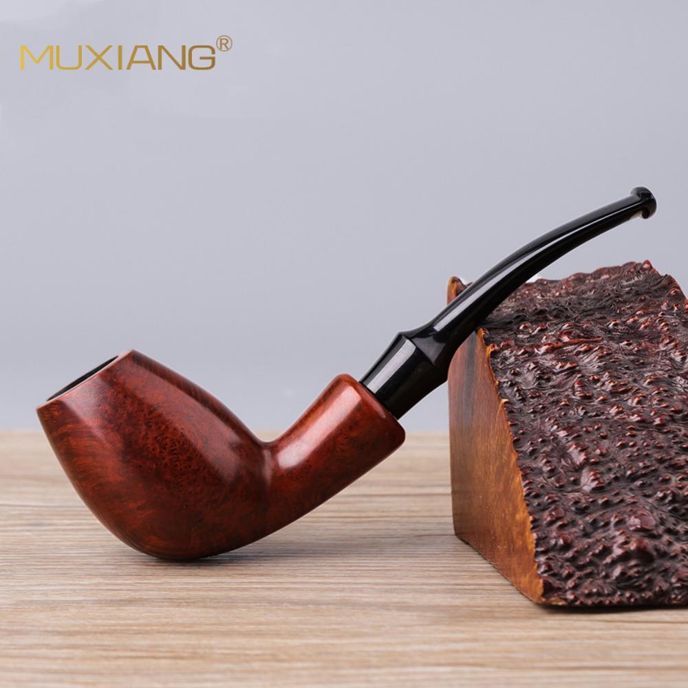 木香木制烟斗石楠木根瘤烟斗火焰纹自由式弯柄手工实木烟斗木质