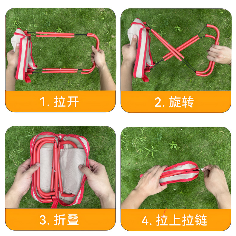 Pen case folding stool, pen case small stool, portable multi-functional handbag chair, outdoor camping and fishing stool, folding chair Application Scenario