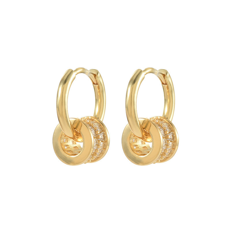 Wholesale of 2024 summer new style simple and fashionable oval hollowed-out earrings for women with a high-end look, copper set zircon earrings Item Picture