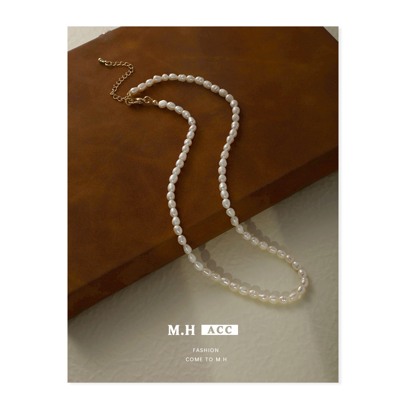 天然珍珠项链高级颈链复古风设计感简约饰品百搭款配饰时尚锁骨链图