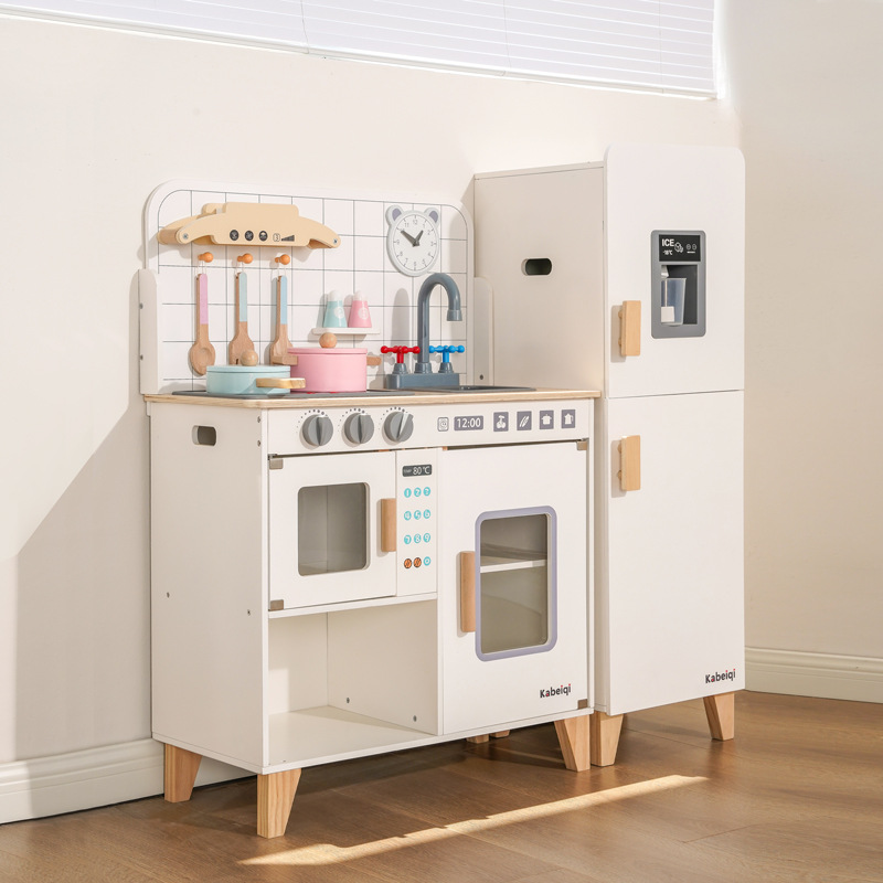 新木制仿真声光冰箱厨房玩具套装儿童过家家角色扮演益智厨房玩具详情图2