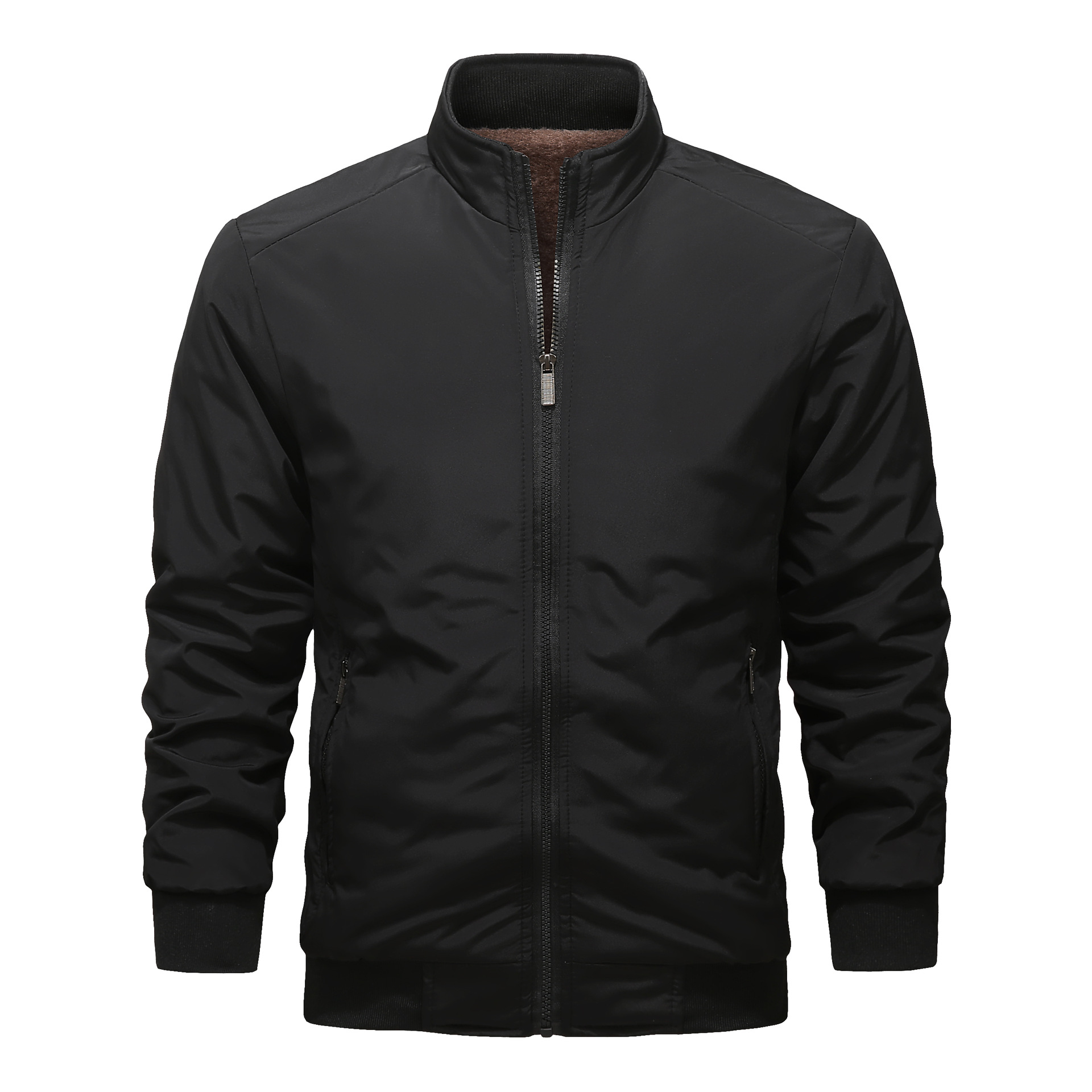 Winter men's coats, cotton-padded jackets for middle-aged and elderly people with fleece jackets, stand-up collars, casual and warm are selling well Item Picture