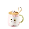 Creative and cute cat water cup, home cartoon hand-painted ceramic cup, office high appearance level covered spoon mug Item Picture