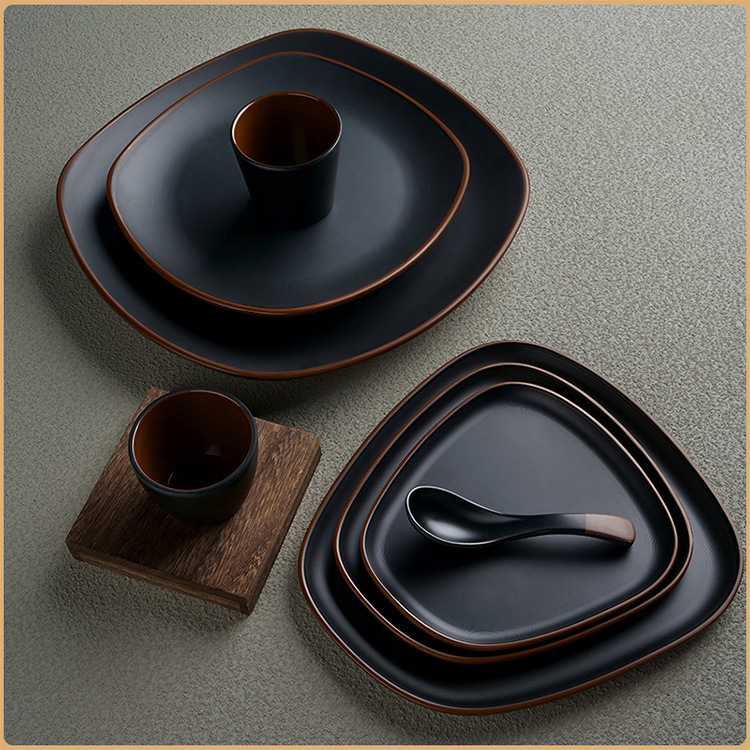 Melamine square plates, imitation porcelain tableware, barbecue cold dish plates, fast food plates, restaurant stir-frying plates, rice bowl plates, commercial use