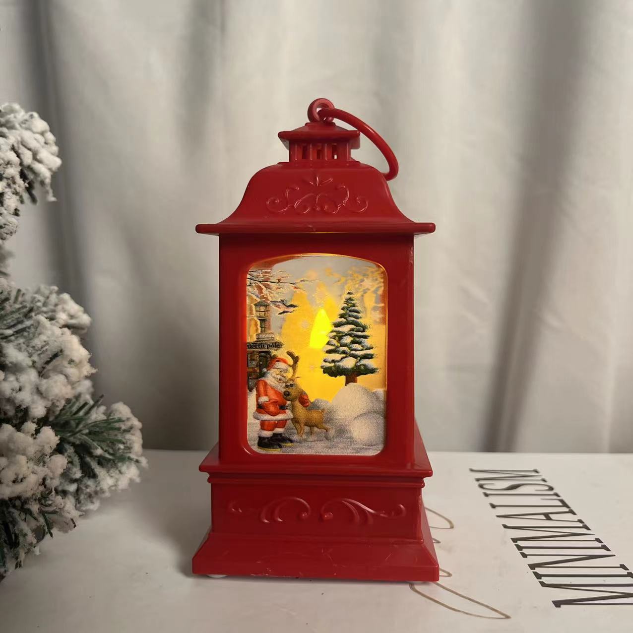Cross-Border Explosive Christmas Vintage Medium Uv Printing Old Man Snowman Deer Mini Wind Light Dress Gift details Picture