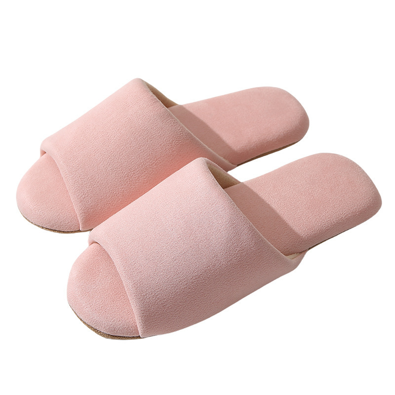Japanese-style open-toe slippers, soft-soled anti-slip and silent couple floor, home indoor wooden floor, silent slippers Item Picture