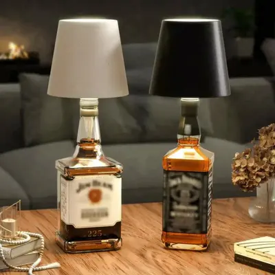 Cross-border led creative wine headlight, embedded bar and restaurant, mobile charging, RGB dimming decorative wine bottle table lamp thumbnail