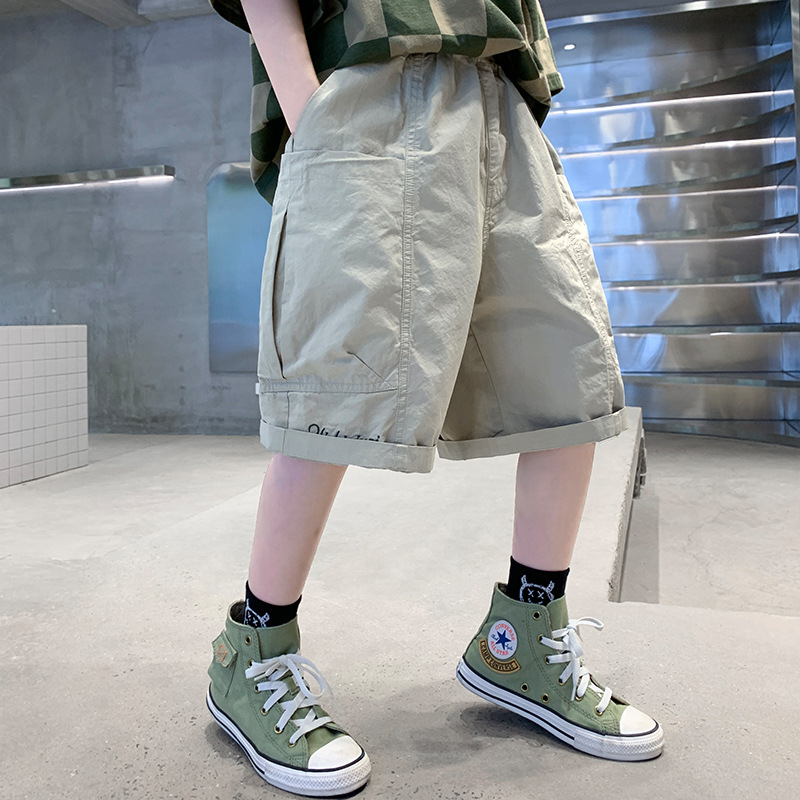 Summer workwear pants for boys, thin style, mid-length and capri pants for boys, trendy brand, children's shorts for outerwear details Picture