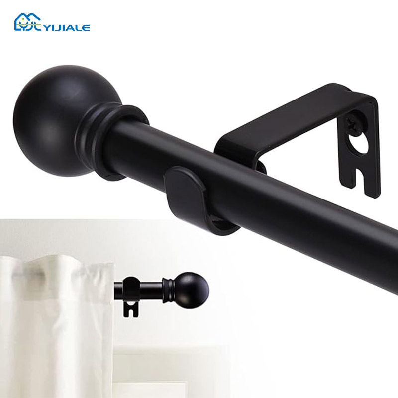 窗帘杆静音加厚黑色单杆罗马杆可调节窗帘轨道工业风北欧窗帘杆子