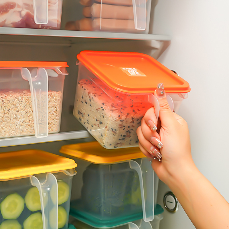 Cross-border refrigerator storage box, plastic pp food-grade handle, water-draining drawer type with lid, anti-odor cross-contamination preservation box factory