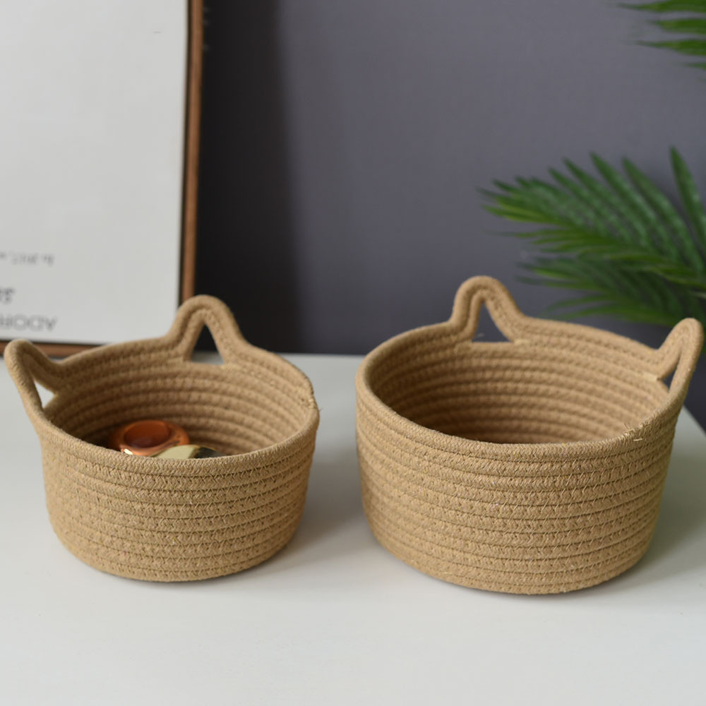 Storage Basket Wholesale Cotton Basket Woven Basket Rattan Cat Ear Round Net Red Storage Basket Manufacturers Direct Sales Basket details Picture