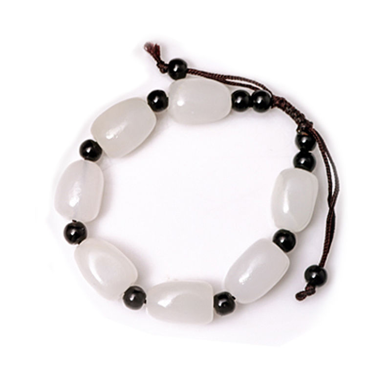 Afghan jade bracelets for men and women, Buddhist prayer beads, white jade bracelets, jade shaped beads, live-streaming at street stalls, wholesale of opening gifts Item Picture