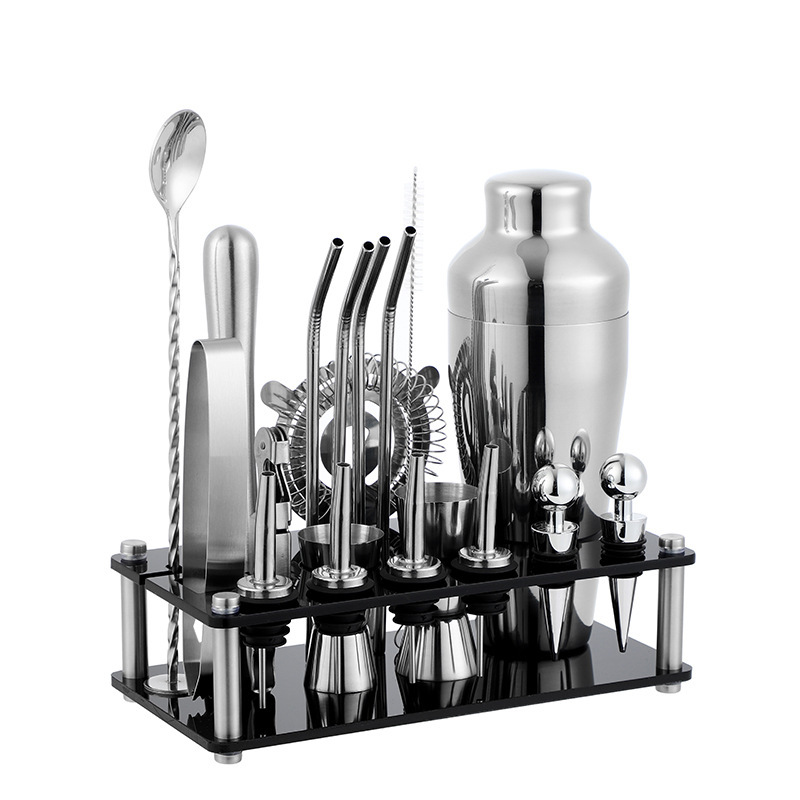 Cross-Border Cocktail Shaker Acrylic Set 25-Piece Bar Supplies Stainless Steel Cocktail Tools 20-Piece Set Item Picture