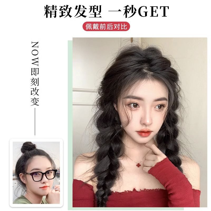 柚子型马尾假发/假人头模特头/假人头头模/假发/胎毛十龙须发产品图