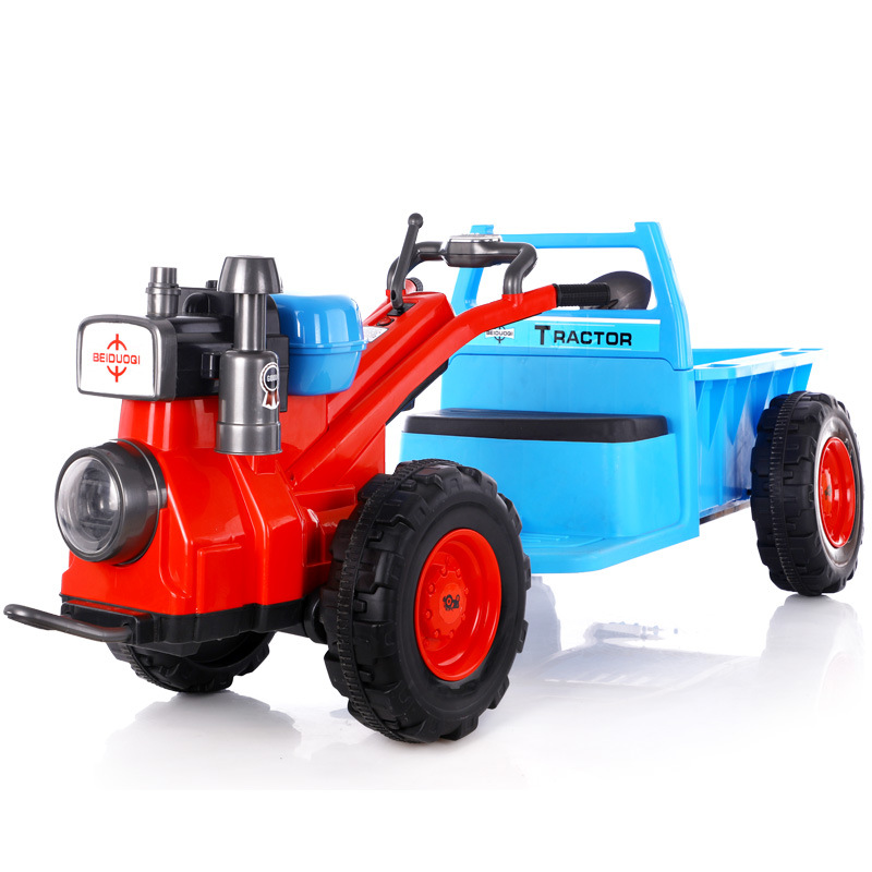 Bedoqi children 's mini Oriental Red hand-guided tractor electric vehicle can seat two 1-3-6 years old boys and girls Item Picture