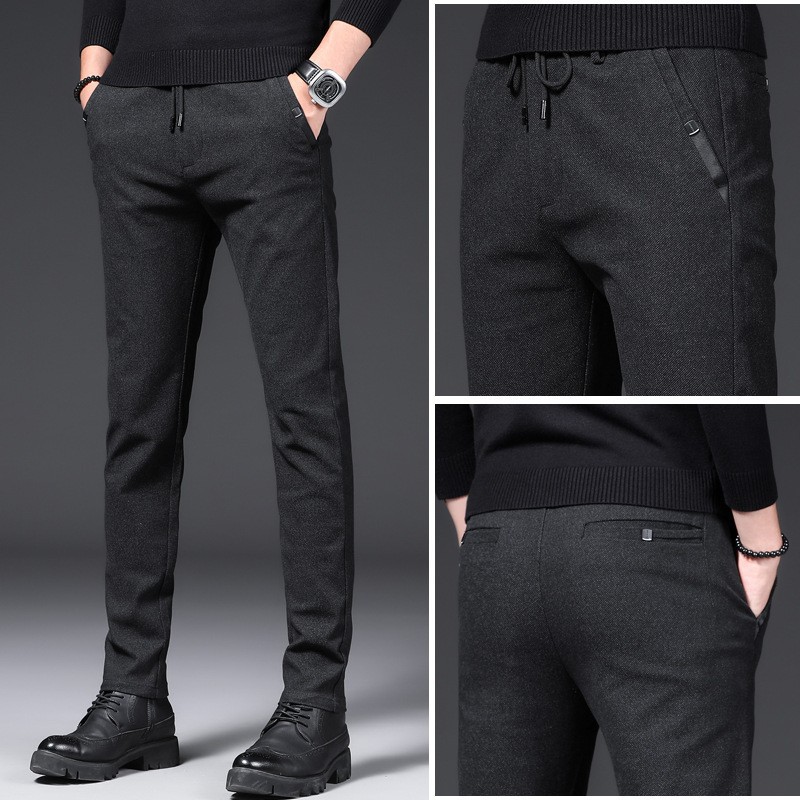 Spring new straight-leg loose casual pants for men's business spring and autumn solid-color casual dress pants and long pants for men details Picture