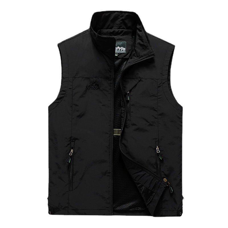 Men's workwear for foreign trade, vest with logo printing, advertising vest, men's work clothes, fishing men's waistcoat, multi-pocket vest for men details Picture