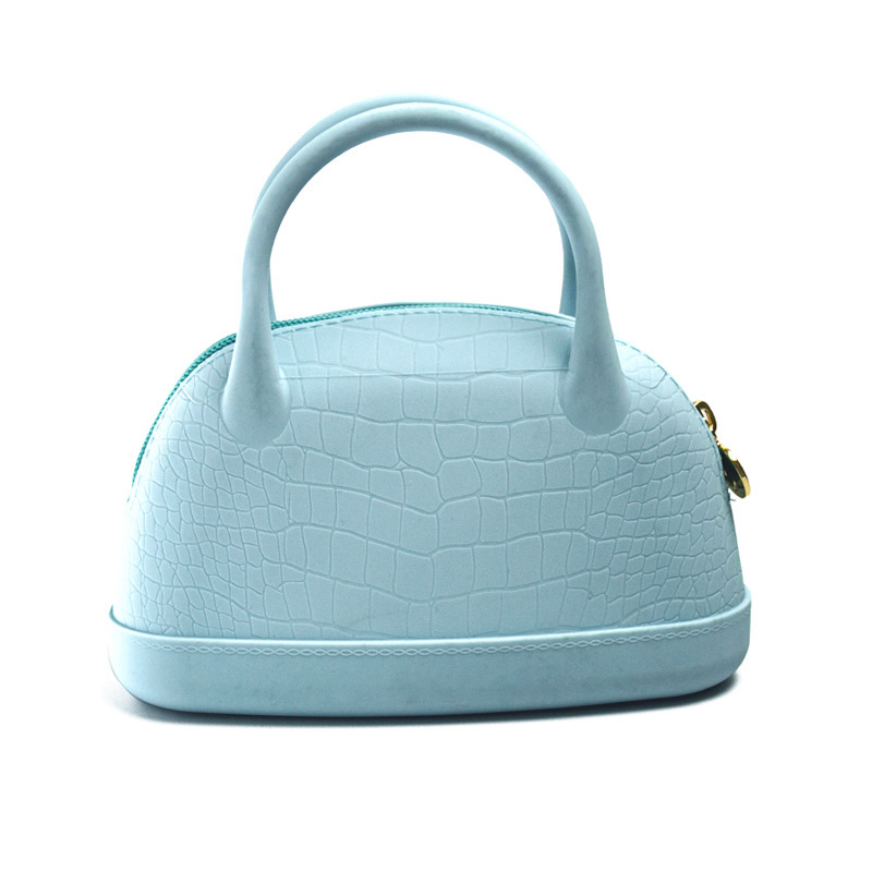 跨境新款硅胶手提包大容量高级感防水化妆包可印logo圆柄硅胶包包