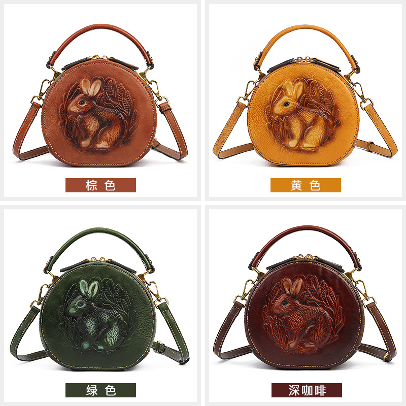 New Women's Handbag Leather Bag Female Senior Sense Niche Shoulder Bag Literary National Wind Crossbody Bag Specification drawing