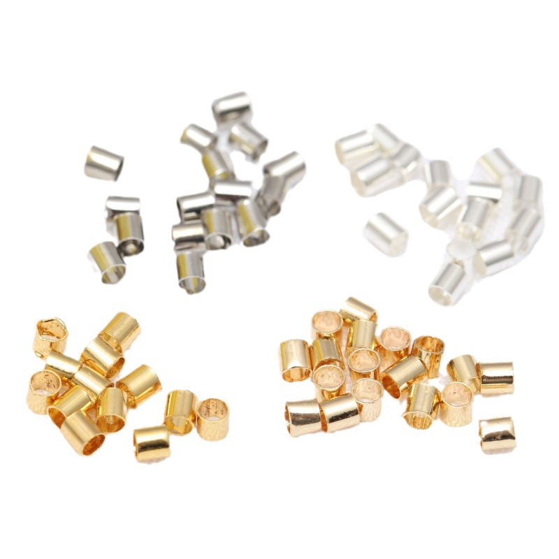 14K Bag Gold Color Positioning Tube Wire Rope Fixed Clip Flat Buckle Diy Jewelry Bracelet Necklace Beaded Finish Item Picture