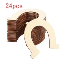 跨境新款 24件马蹄形状木片 DIY木质挂件 U形马蹄木质木片挂件厂家直供