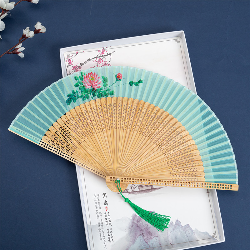 牡丹雪纺扇子/日用折扇/中国风汉服扇产品图