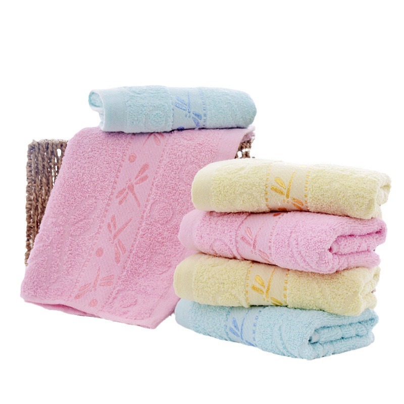 14 pure cotton towels, dragonfly jacquard household towels, all-cotton soft absorbent gift labor protection towels with embroidered logo Item Picture