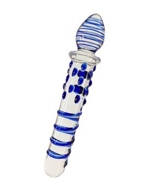 Adult adult glass simulation crystal products with blue particles for anal expansion Specification drawing