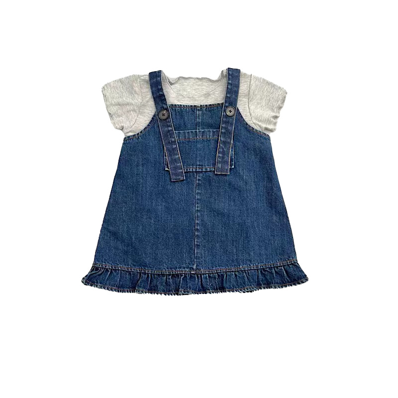 Crew head brother 22 girls summer new denim strap skirt high quality super soft denim skirt solid color foreign style cute skirt Item Picture